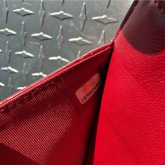 Chanel Classic Lambskin Quilted Wallet On Chain in Red - Picture 9 of 9